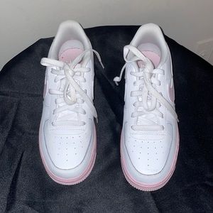 Pink and white Air Force ones with box barely worn